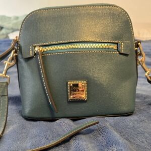 Dooney & Bourke Green Leather Crossbody Bag with Gold Hardware